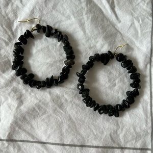 Black Tourmaline Hoop Earrings